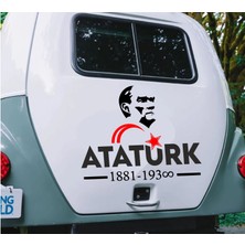 Sticker Usta Atatürk Yazı ve Silüet Ay Yıldız Sticker Etiket Araba Oto Motosiklet Karavan Sticker 00621