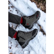 Erkek Bot Kaydırmaz Kauçuk Taban Içi Kürklü Ortopedik Taban Fermuarlı Trekking