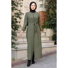 İlkimay.com Edna Fermuarlı Tesettür Ferace 1265 - Haki