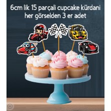 Hiras Dizayn 32PARÇA Spor Yarış Araba Temalı Dev Doğum Günü Süsü Banner Pasta Kürdanı Cupcake Süsü Seti