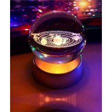 Nidage Dekoratif Mini Gece Lambası Samanyolu Ay Gezegen Işıklı Cam Küre, Işıklı Kristal Top 6  cm  Çapında