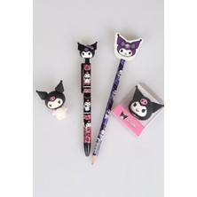 DEKOMUS İLE YENİ SEZON LİSANSLI KUROMİ VERSATİL UÇLU KALEM 0.7 MM ,SİLGİ TEPELİ KURŞUN KALEM,ŞEKİLLİ KALEMTRAŞ VE 3D SİLGİ KIRTASİYE SETİ