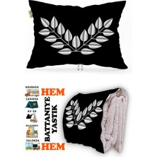 Caisya Yaprak Motif Desen Baskılı Tv Battaniyeli Opsiyonel Dekoratif Yastık Battaniye 2in1 Gifts