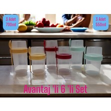 Avantaj 'lı **6 'lı Set** Meyveli Yoğurt Kabı***müsli Kabı (3x 700ML + 3X550ML)