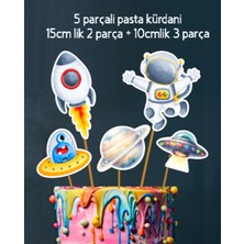 Hiras Dizayn 32 Parça Uzay Astronot Temalı Dev Set Doğum Günü Süsü, Banner Pasta Kürdanı Cupcake Süsü