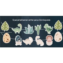Hiras Dizayn 32 Parça Dinozor Temalı Dev Set Çocuk Kutlama Doğum Günü Süsü Banner Pasta Kürdanı Cupcake