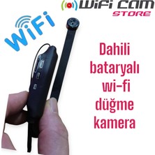 Wificam Dahili Bataryalı Wifi Düğme Kamera Canlı İzleme ve Sd Karta Kayıt