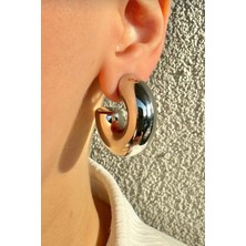 Kadın Bombeli 3cm Halka Görünümlü Küpe ZRK00590