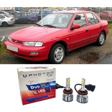 Photon Kia Sephia LED Xenon Uzun + Kısa Far Ampulü H4 Duo Yeni Seri Beyaz 1992-2004