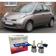 Photon Nissan Micra LED Xenon Uzun + Kısa Far Ampulü H4 Duo Yeni Seri Beyaz 2003-2010