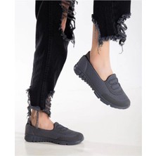 Afilli kadın Füme Koyu Gri Günlük Spor Bağcıksız Rahat Hafif Memory Anne Yürüyüş Ayakkabı