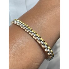 Stainless Steel Rose-Gold-Silver Renkli Çift Taraflı Kullanımlı Çelik Kadın Bileklik