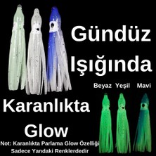 Eagenset Silikon Ahtapot Fosforlu Glow Mavi Yapay Yem Olta Takımı, Çapari, Jig Yapım Malzemesi 5cm 5 Adet