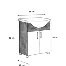 Nirengi Ağaçkurdu Mdf 65LIK Banyo Dolabı Alt Modül ve Hilton Lavabo