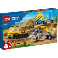 60391 LEGO City - Inşaat Kamyonları ve Yıkım Gülleli Vinç 235 Parça +4 Yaş
