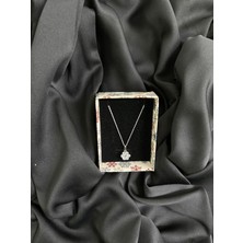 Kural Jewelry 925 Ayar Gümüş Zincirli Beyaz Minimal Zarif Zirkon Taşlı Kolye Kadın