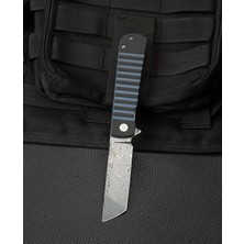 Bestech Tıtan Karbon Fiber ve G10 Saplı Ara Katman: 2,96'' Damascus Çakı BL05A