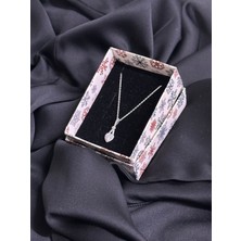 Kural Jewelry 925 Ayar Gümüş Zincirli Beyaz Zarif Kalp Zirkon Taşlı Kolye Kadın