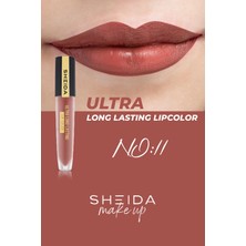 Sheida Long Lasting Uzun Süre Kalıcı Mat Likit Ruj - Yoğun Pigment & E Vitaminli Formül No:11