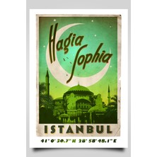 Hari Tasarım Retro Koordinatlı Şehir Posteri, Ayasofya Cami, Çerçevesiz Poster-Harita Sanatı, Map Art Design