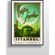 Hari Tasarım Retro Koordinatlı Şehir Posteri, Ayasofya Cami, Çerçevesiz Poster-Harita Sanatı, Map Art Design