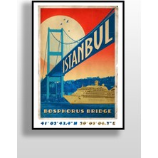 Hari Tasarım Retro Koordinatlı Şehir Posteri,15 Temmuz Şehitler Köprüsü, Çerçevesiz Poster-Harita Sanatı, Map Art Design