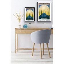 Hari Tasarım Retro Koordinatlı Şehir Posteri, Sultanahmet Cami, Çerçevesiz Poster-Harita Sanatı, Map Art Design