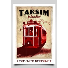 Hari Tasarım Retro Koordinatlı Şehir Posteri, Taksim, Çerçevesiz Poster-Harita Sanatı, Map Art Design