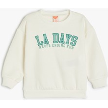 Koton Baskılı Uzun Kollu Bisiklet Yaka Pamuklu Sweatshirt