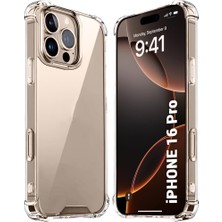 Caseart Apple iPhone 16 Pro Kapak Kamera Bölümü Açık Airbag Antishock Köşe Korumalı Şeffaf Silikon Kılıf