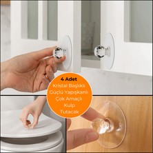 Kinlee 4 Adet Yapışkanlı Çekmece Tutucu Dolap Gardırop Tutacak Kapı Pencere Tutucu Çekmece Kulp