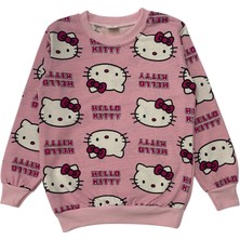 Kız Çocuk Iki Iplik Pamuklu Şardonlu Pembe Hello Kitty Desen Uzun Kollu Pijama Takımı