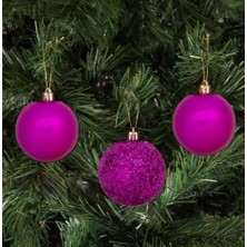 Arminow Fuşya Renk 3  cm  Yılbaşı Ağaç Süsleme Topları 24'lü Paket