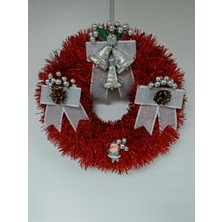 Arminow Yılbaşı Kapı Süsü Çelenk Yeni Yıl Noel Dekoratif Kapı Süsü - 30  cm  - KS004