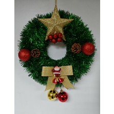 Arminow Yılbaşı Kapı Süsü Çelenk Yeni Yıl Noel Dekoratif Kapı Süsü - 30  cm  - KS013