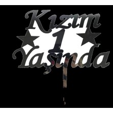 Twox  Kızım 1 Yaşında Ilk Yaş Doğum Günü Partisi Pleksi Pasta Süsü Gümüş Renk