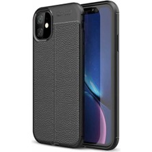 Fibaks Apple iPhone 11 Kılıf Rugan Armor Deri Görünümlü Parmak İzi Yapmaz Dayanıklı Niss Silikon Kapak