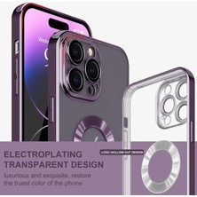 Fibaks Apple iPhone 11 Pro Max Kılıf Logo Gösteren Parlak Kenarlı Kamera Lens Korumalı Şeffaf Omega Silikon Kapak