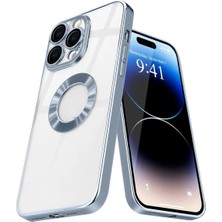 Fibaks Apple iPhone 11 Pro Max Kılıf Logo Gösteren Parlak Kenarlı Kamera Lens Korumalı Şeffaf Omega Silikon Kapak