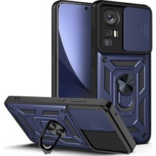 Fibaks Xiaomi Mi 12 Pro Uyumlu Kılıf Kamera Korumalı Sürgülü Yüzüklü Armor Military Tank Zırhlı