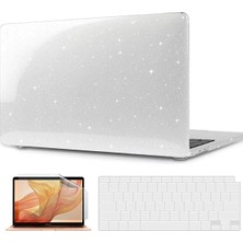 Fibaks Apple Macbook Air 2023 M2 Çip 15 Inç A2941 Uyumlu Kristal Simli Şeffaf Transparan Koruyucu Kapak