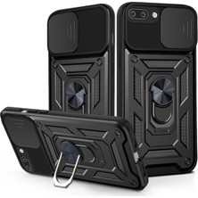 Fibaks Apple iPhone 7 Plus Uyumlu Kılıf Kamera Korumalı Sürgülü Yüzüklü Armor Military Tank Zırh