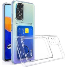 Fibaks Xiaomi Redmi Note 11 Pro Kılıf Kartlıklı Cüzdanlı Kamera Korumalı Şeffaf Renksiz Esnek Silikon Kapak