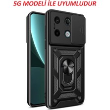 Fibaks Xiaomi Redmi Note 13 Pro 5g Kılıf Kamera Korumalı Sürgülü Yüzüklü Armor Military Tank Koruyucu Kapak