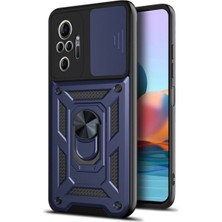 Fibaks Xiaomi Poco F3/xiaomi Redmi K40 Uyumlu Kılıf Kamera Korumalı Sürgülü Yüzüklü Armor Military Tank Zırh