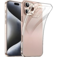 Fibaks Apple iPhone 16 Pro Max Kılıf Kamera Korumalı Şeffaf Ultra Ince Esnek Renksiz Silikon Kapak