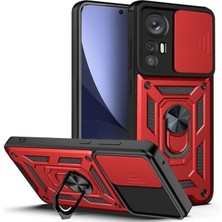 Fibaks Xiaomi Mi 12 Uyumlu Kılıf Kamera Korumalı Sürgülü Yüzüklü Armor Military Tank Zırhlı