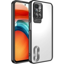 Fibaks Xiaomi Redmi 10 2022 Kılıf Logo Gösteren Parlak Kenarlı Kamera Lens Korumalı Şeffaf Omega Silikon Kapak