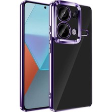 Fibaks Xiaomi Redmi Note 13 Pro 4g Kılıf Kamera Lens Korumalı Şeffaf Renkli Logo Gösteren Parlak Kapak