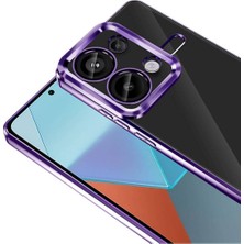 Fibaks Xiaomi Redmi Note 13 Pro 4g Kılıf Kamera Lens Korumalı Şeffaf Renkli Logo Gösteren Parlak Kapak